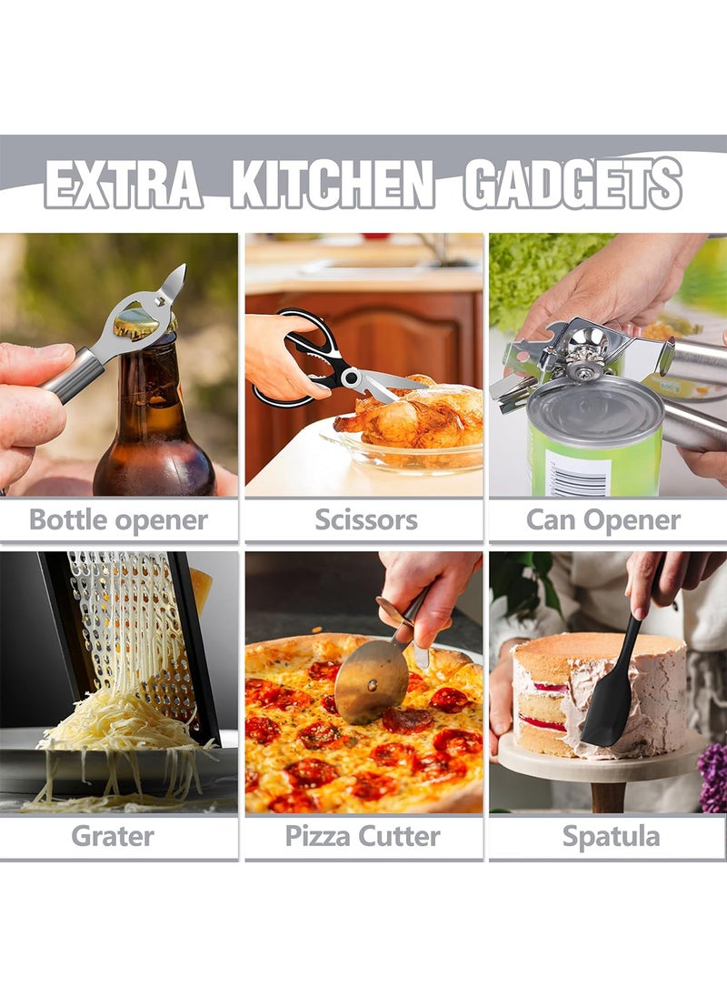 Sharpdo Silicone Kitchen Utensil Set, 44-Piece Heat Resistant Kitchen Gadgets and Tools with Grater, Wooden Handle, for Nonstick Pans  - Image 5
