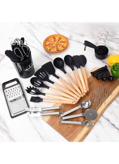 Sharpdo Silicone Kitchen Utensil Set, 44-Piece Heat Resistant Kitchen Gadgets and Tools with Grater, Wooden Handle, for Nonstick Pans  - Image 3