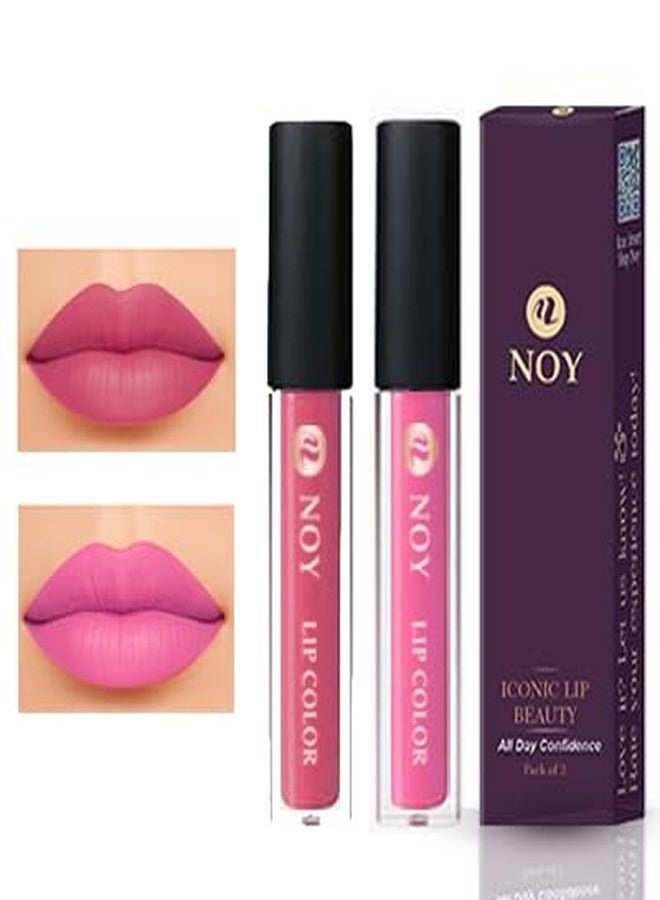 NOY Liquid Matte Lipstick Combo True Matte Lightweight Wear Liquid Lipstick Peach, BABY PINK Pack of 2 - Image 1