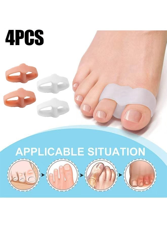 VANGOG 4-Pcs Bunion Corrector Set - Gel Toe Separators With 2 Rings, Unisex Big Toe Spacers, Bunion, Hammer Toe And Overlapping Toe Correctors, Foot Pain Relief, Skin-Coloured And White - Image 1