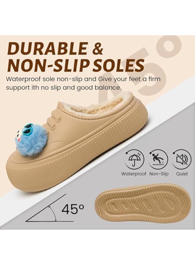 Lucky Kids Waterproof Kids Slippers Fur Lined Clogs Winter Garden Shoes Warm House Slippers Indoor Outdoor Mules