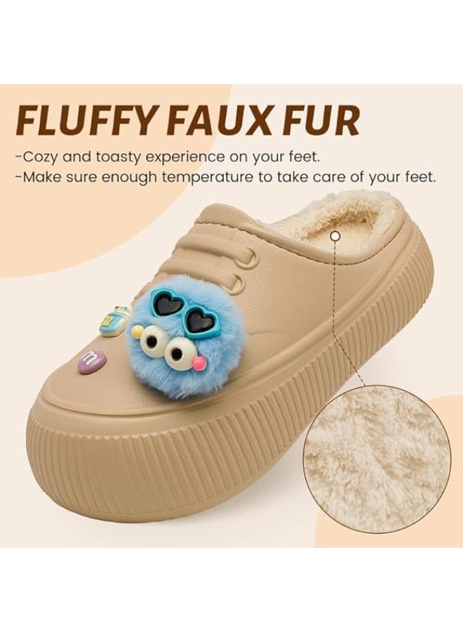 Lucky Kids Waterproof Kids Slippers Fur Lined Clogs Winter Garden Shoes Warm House Slippers Indoor Outdoor Mules
