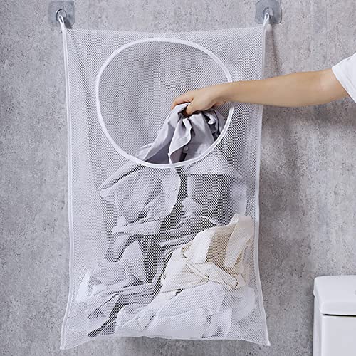 Resdenio Hanging Laundry Hamper Bag, Portable Laundry Bag, 30 x 20 Inch Large Foldable Wall Hanging Laundry Basket with 2 Adhesive Hooks for Dirty Clothes Organization and Storage - Image 1