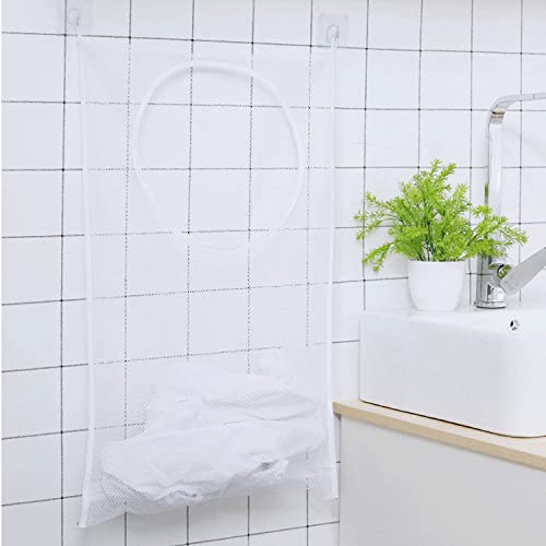 Resdenio Hanging Laundry Hamper Bag, Portable Laundry Bag, 30 x 20 Inch Large Foldable Wall Hanging Laundry Basket with 2 Adhesive Hooks for Dirty Clothes Organization and Storage - Image 5