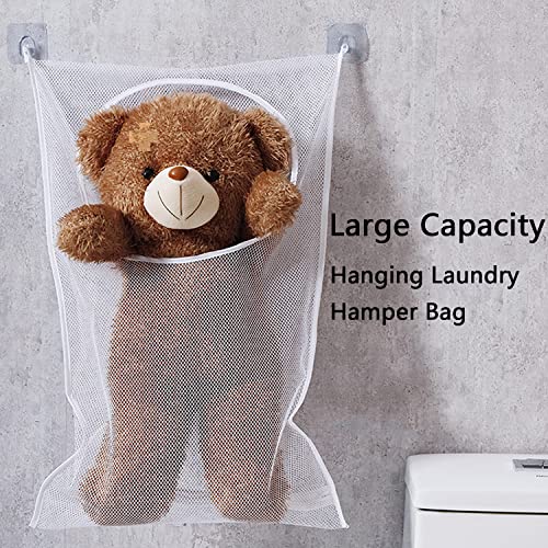 Resdenio Hanging Laundry Hamper Bag, Portable Laundry Bag, 30 x 20 Inch Large Foldable Wall Hanging Laundry Basket with 2 Adhesive Hooks for Dirty Clothes Organization and Storage - Image 2
