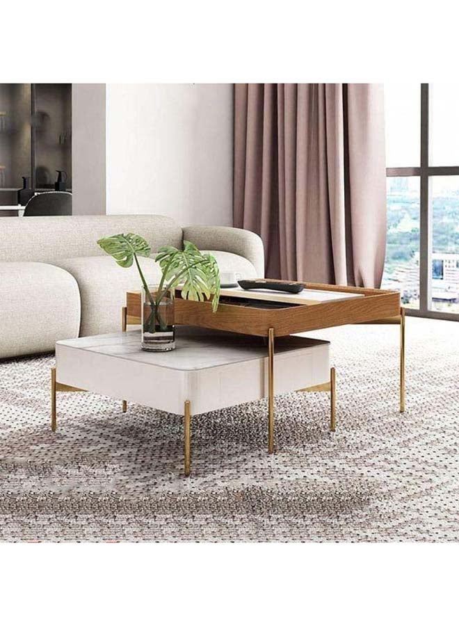 Al Home Marble and Glass Duo Center Tables for Stylish Living By Alhome 90x60x50 cm