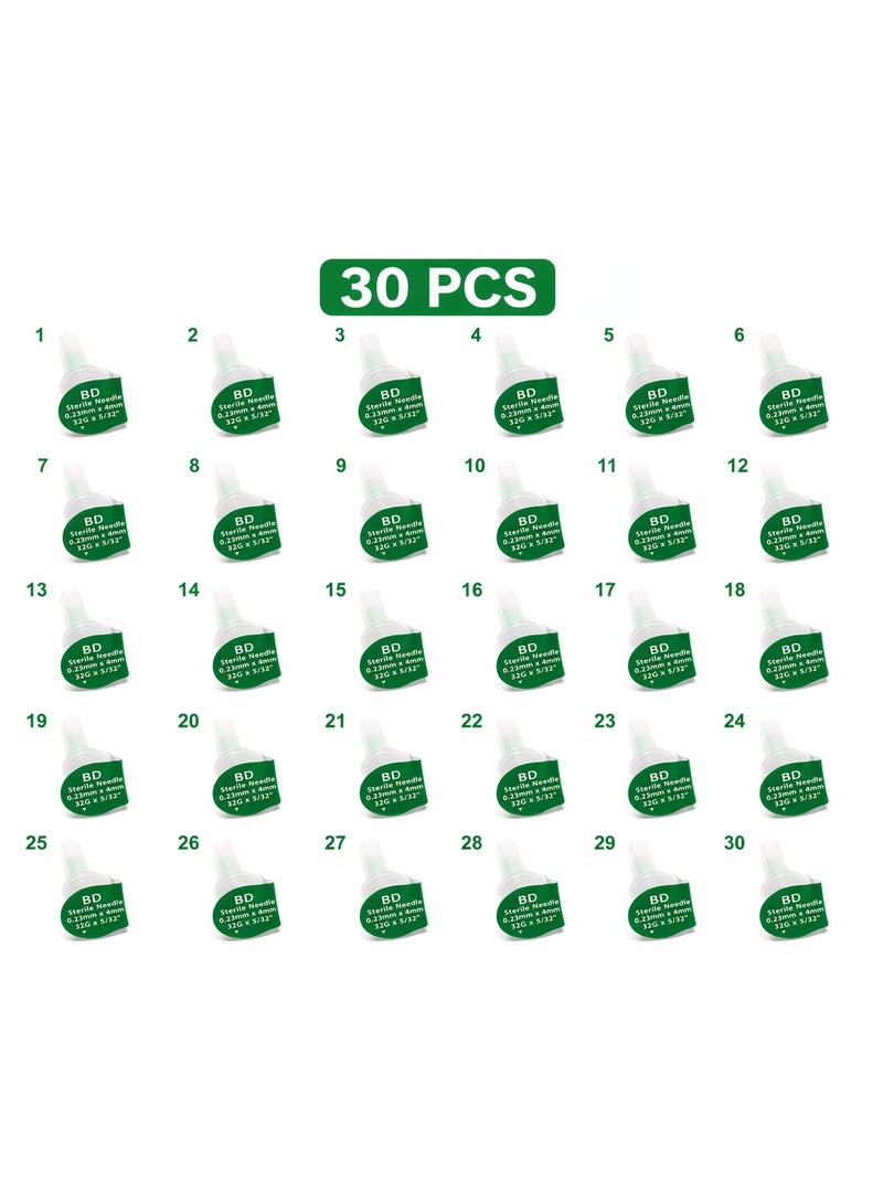Micro-Fine™ Plus Pen Needles 32G x 4mm – 30 PCS | Ultra-Thin | Sterile, Single-Use | Universal Fit