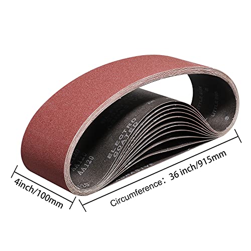 POTUINOM 15PCS Sanding Belt 4 x 36 Inch,Belt Sander Belts 80/120/150/240/400 Assorted Grits,Best for Sanding Wood,Metal and Paint - Image 2