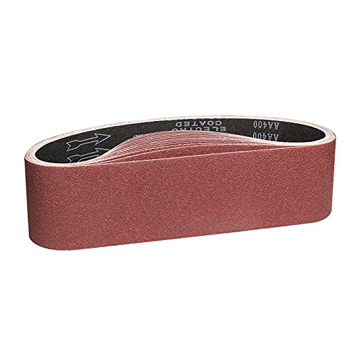 POTUINOM 15PCS Sanding Belt 4 x 36 Inch,Belt Sander Belts 80/120/150/240/400 Assorted Grits,Best for Sanding Wood,Metal and Paint - Image 1