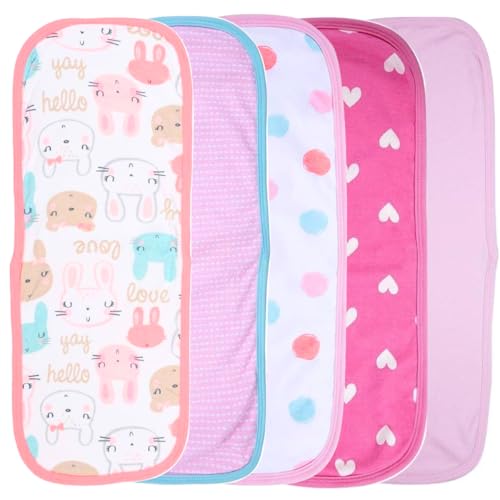 TuddyBuddy Baby Burp Cloth Towel Napkins for Baby Large 17x6 Inches, Fine Double Layer 100% Cotton (5 Pcs Burp Towels, Rabbits) - Image 4