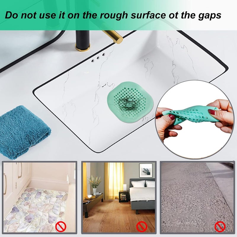 Bovinde Hair Drain Catcher,Square Drain Cover for Shower Silicone Hair Stopper with Suction Cup,Easy to Install Suit for Bathroom,Bathtub,Kitchen 2 Pack (Green) - Image 2