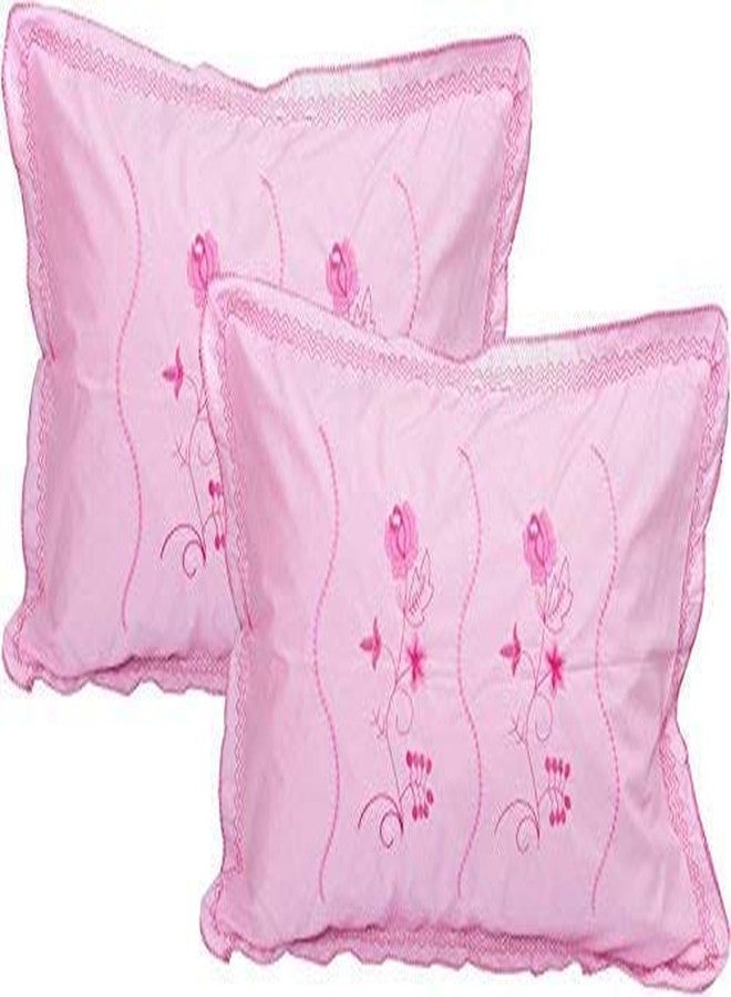 MORADO® 100% Cotton Embroidery Printing Regular Size Pillow Covers Pack of 2 (18X28 Inches, Light Pink) - Image 1