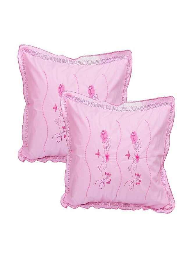 MORADO® 100% Cotton Embroidery Printing Regular Size Pillow Covers Pack of 2 (18X28 Inches, Light Pink) - Image 2