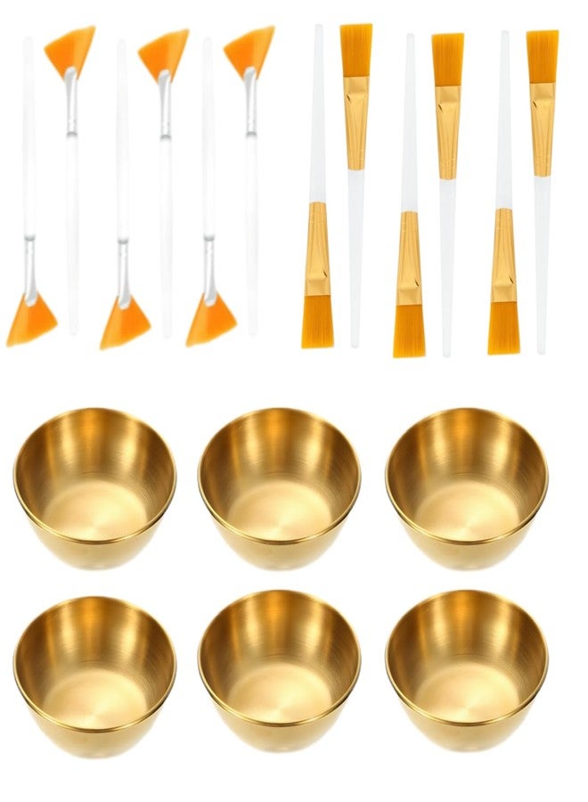 Varku 18 PCS Facial Beauty Kit, Golden Facial Bowls, Fan Brushes, Flat Brushes, Stainless Steel and Plastic, Estheticians Supplies for Home and Salon Use - Image 1