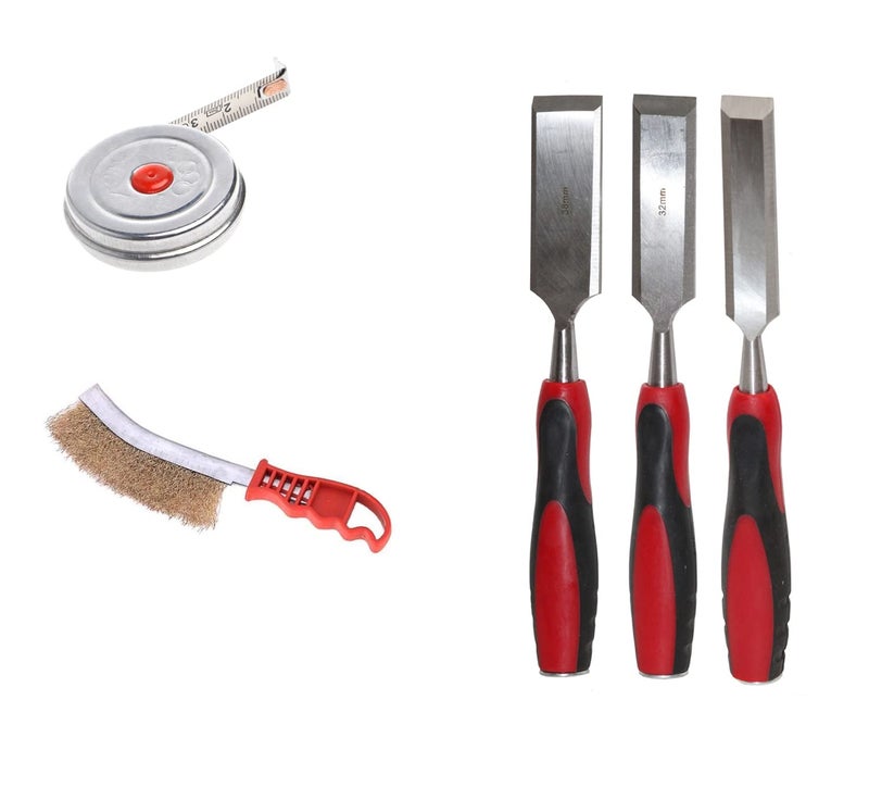 Digital Craft Digital Craft Hand Tools Kit For Home Use Chisel Kit for Woodworking Carving Size 25mm 32mm 38mm2Mtr TapeKnife Brush 