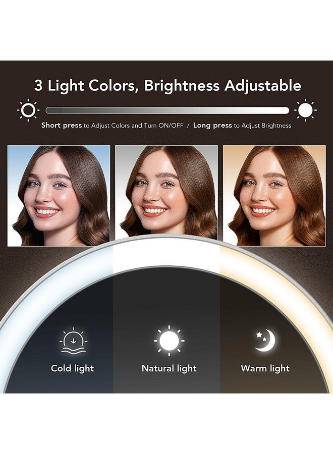LitBear LitBear Travel Makeup Mirror with Lights, Rechargeable Double Sided 10X /1X Magnifying Mirror, Portable Lighted Beauty Mirror, 3 Color Lighting, Dimmable Touch Screen, Tabletop Handhold Hanging  - Image 4