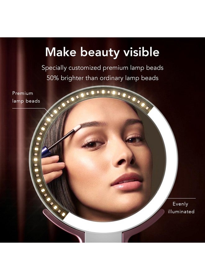 LitBear LitBear Travel Makeup Mirror with Lights, Rechargeable Double Sided 10X /1X Magnifying Mirror, Portable Lighted Beauty Mirror, 3 Color Lighting, Dimmable Touch Screen, Tabletop Handhold Hanging  - Image 2