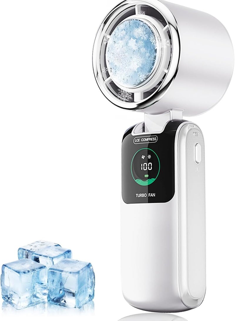 مروحة محمولة مع لوحة التبريد ، مروحة محمولة مع مبرد الجليد ، تبريد سريع 3 ثواني ، قابل لإعادة الشحن 4000mAh ، 100 سرعة ، سطح المكتب المعلق في الرقبة المحمولة ، السفر الصيفي / في الهواء الطلق / المكتب الأساسي - Image 1