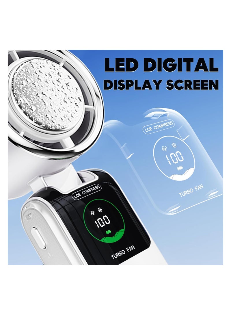 مروحة محمولة مع لوحة التبريد ، مروحة محمولة مع مبرد الجليد ، تبريد سريع 3 ثواني ، قابل لإعادة الشحن 4000mAh ، 100 سرعة ، سطح المكتب المعلق في الرقبة المحمولة ، السفر الصيفي / في الهواء الطلق / المكتب الأساسي - Image 5