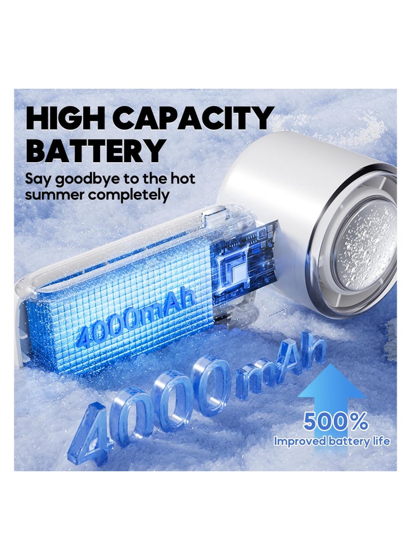 مروحة محمولة مع لوحة التبريد ، مروحة محمولة مع مبرد الجليد ، تبريد سريع 3 ثواني ، قابل لإعادة الشحن 4000mAh ، 100 سرعة ، سطح المكتب المعلق في الرقبة المحمولة ، السفر الصيفي / في الهواء الطلق / المكتب الأساسي - Image 4