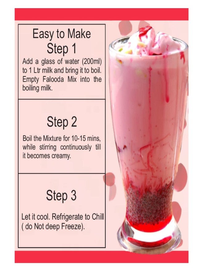 Brew Lab Rose Flavored Falooda | Instant Falooda Mix | Easy to Make Mix it with Milk 250 g - Image 3
