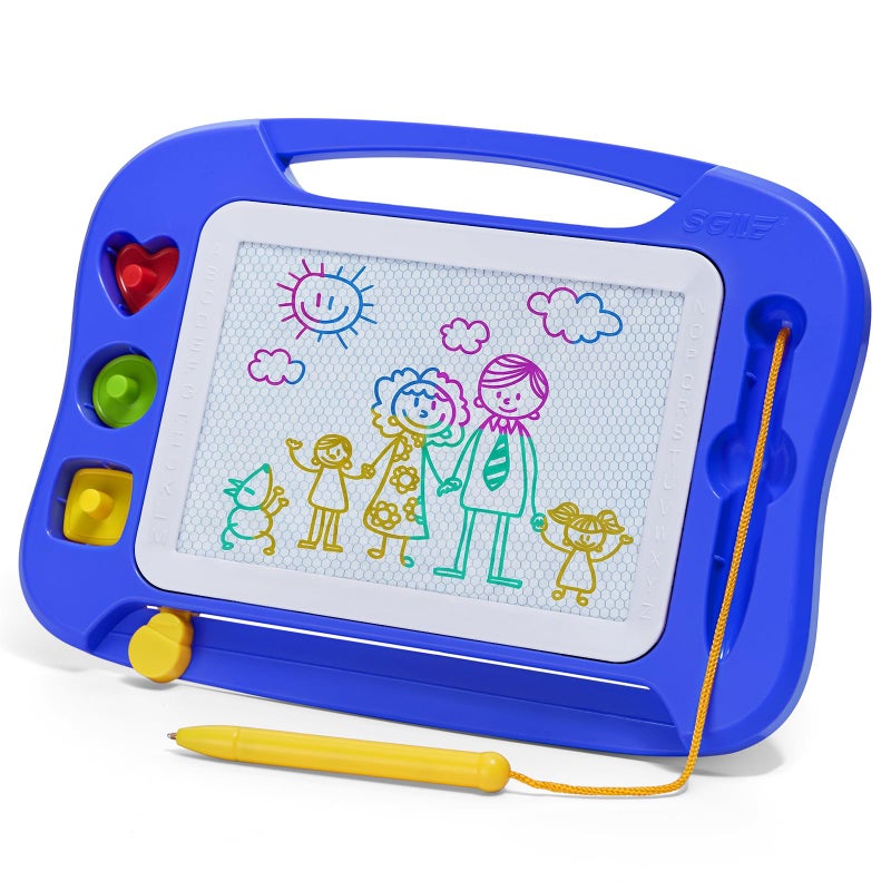 SGILE Toddler Toys for Kids Magnetic Drawing Board for Birthday Gift Toys for 1 2 3 Year Old Girls Boys Etch Sketch Pad with 3 Stamps Learning and Educational Blue - Image 2