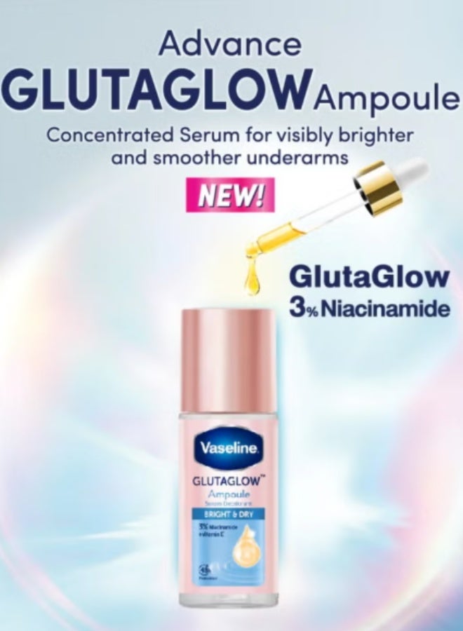 Vaseline Glutaglow Bright And Dry Ampoule Serum Deodorant 45 ML Whitening Underarm Roll On Long Lasting Freshness Brightening Moisturizing Skin Care Deodorant - Image 2