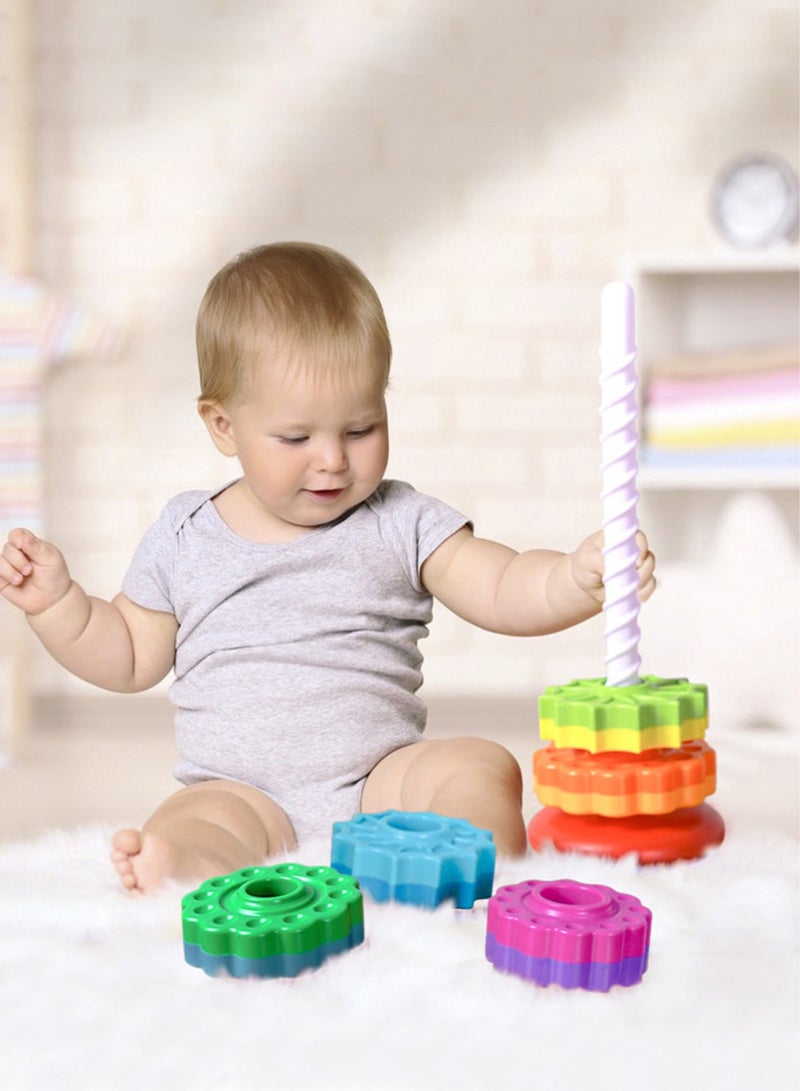 Relex Baby Spinning Stacking Toys for Toddlers 1-3 - Rainbow Ring Stacker Montessori Toys for 1 2 3 Year Old Girl Boy Ramadan Birthday Gifts Autism Sensory Learning Toy - Image 2