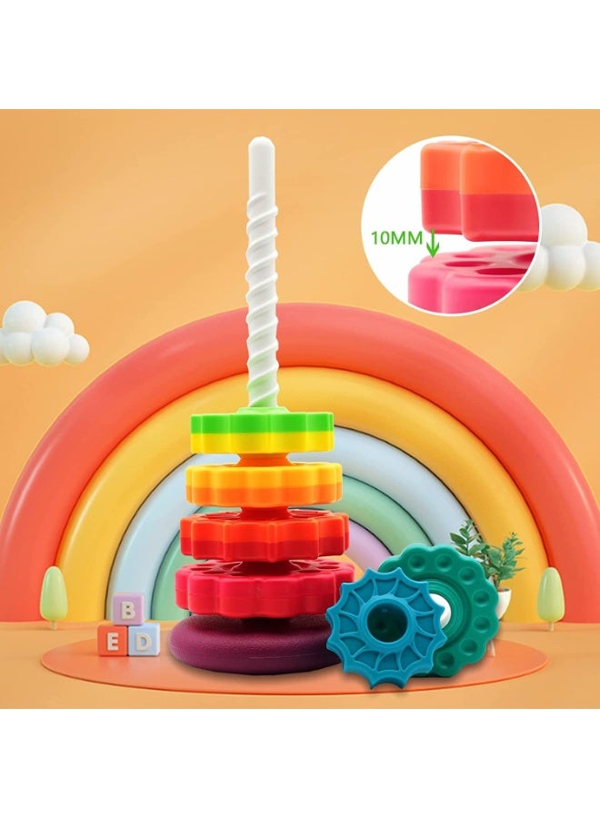 Relex Baby Spinning Stacking Toys for Toddlers 1-3 - Rainbow Ring Stacker Montessori Toys for 1 2 3 Year Old Girl Boy Ramadan Birthday Gifts Autism Sensory Learning Toy - Image 4