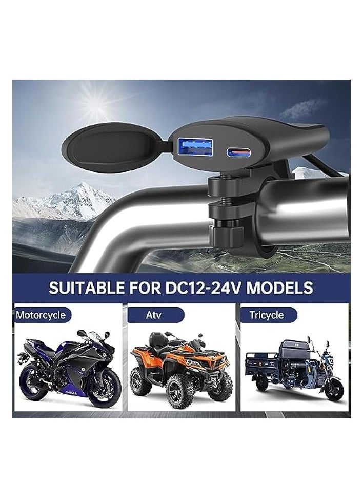 erorex Motorcycle Phone Charger, Dual USB Fast Charger, 30W PD USB C & Quick Charge 3.0 Motorcycle USB Charger, Waterproof Motorcycle Handlebar Adapter Charger  - Image 5