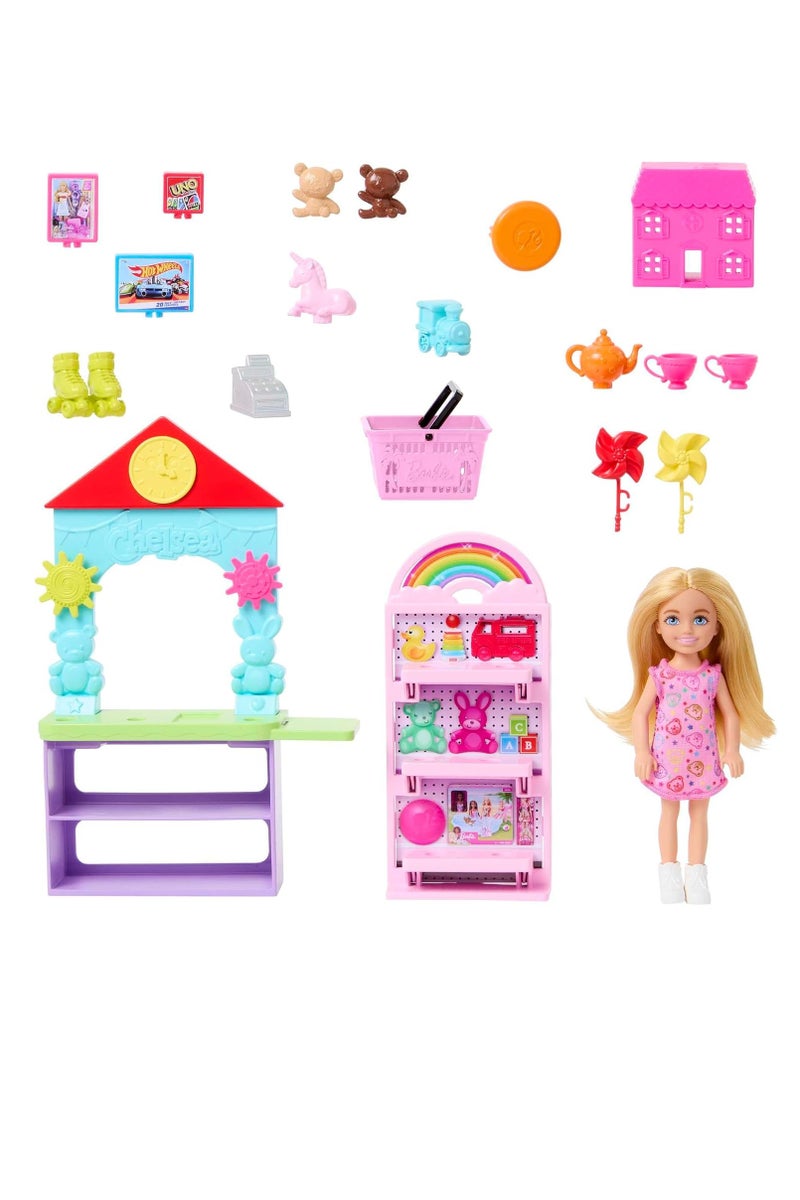 باربي تشيلسي كان بي... مجموعة ألعاب متجر الألعاب مع دمية شقراء صغيرة، وأثاث متجر، و15 ملحقًا - Image 4