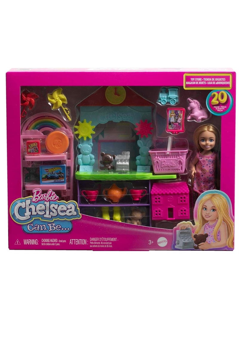 باربي تشيلسي كان بي... مجموعة ألعاب متجر الألعاب مع دمية شقراء صغيرة، وأثاث متجر، و15 ملحقًا - Image 5