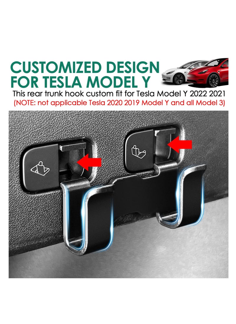 Excefore - Rear Trunk Hook, Trunk Grocery Bag Hooks, Trunk Modification Upgarde Storage Organizer Storage Bags Holders, ABS Material, Compatible with Tesla Model Y 2022 2021 (Black) - Image 1