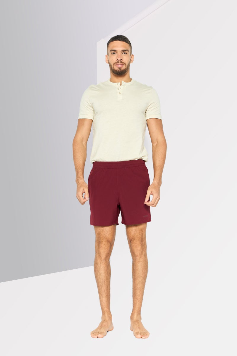 DKNY Men Brand Logo Board Short, Burgundy  - Image 2