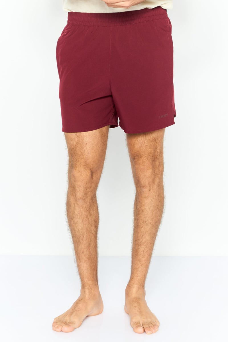 DKNY Men Brand Logo Board Short, Burgundy  - Image 1