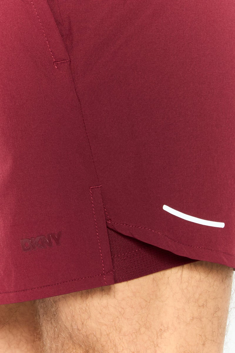 DKNY Men Brand Logo Board Short, Burgundy  - Image 3
