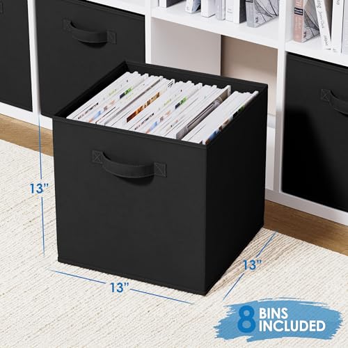 NEATERIZE Fabric Storage Cubes for Cube Organizer - 8 Pack Heavy Duty Storage Bins - 13 Inch Cube Storage Bin, Use As A Clothes Storage Box In Closet, Baskets For Shelves or Cubbies Storage bins (Black) - Image 2