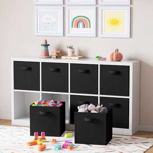 NEATERIZE Fabric Storage Cubes for Cube Organizer - 8 Pack Heavy Duty Storage Bins - 13 Inch Cube Storage Bin, Use As A Clothes Storage Box In Closet, Baskets For Shelves or Cubbies Storage bins (Black) - Image 5