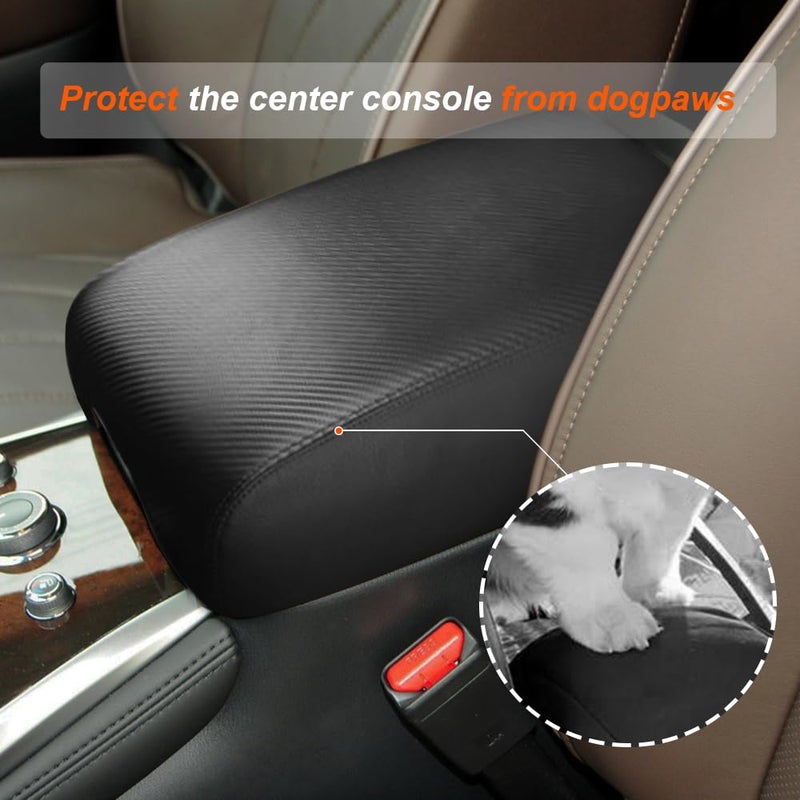 DEYTOP Center Console Cover for Nissan Pathfinder 2013-2021 Armrest Cover for Infiniti QX60 2013-2016 Accessories Anti-Scratch Leather Armrest Pad Protector (Carbon Fiber) - Image 2