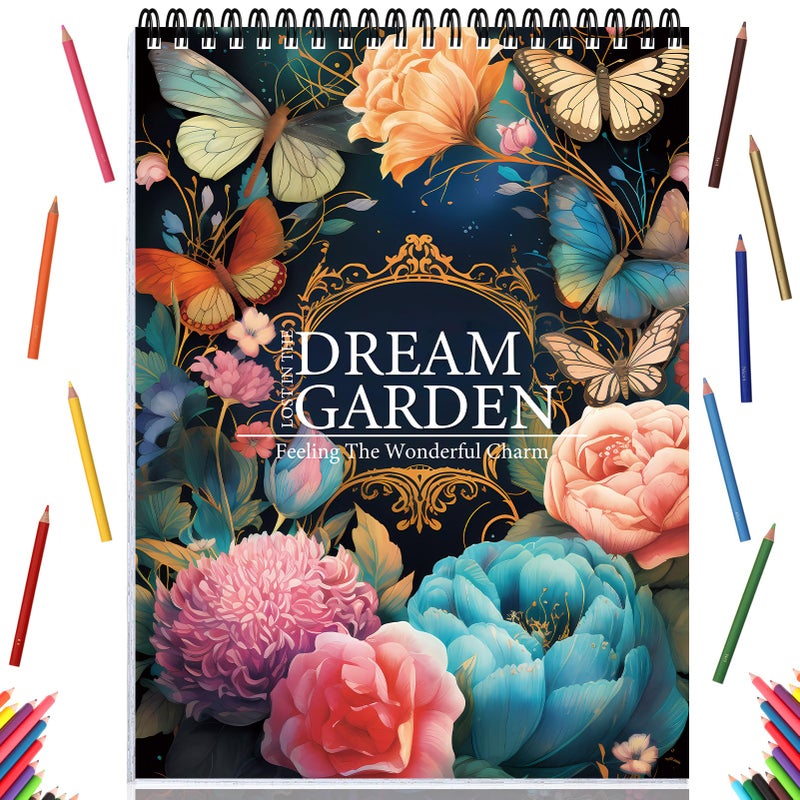 ADEVIAN Adult Coloring Book for Women, Coloring Books for Adults Relaxation, Spiral Bound Adult Coloring Book for Women Relaxation Page One Sided Design,Thick Paper Non-Bleed, Mindfulness Gifts Arts and Crafts to Relax, Anxiety and Depression, 30 Pages of DREAM GARDEN - Image 1