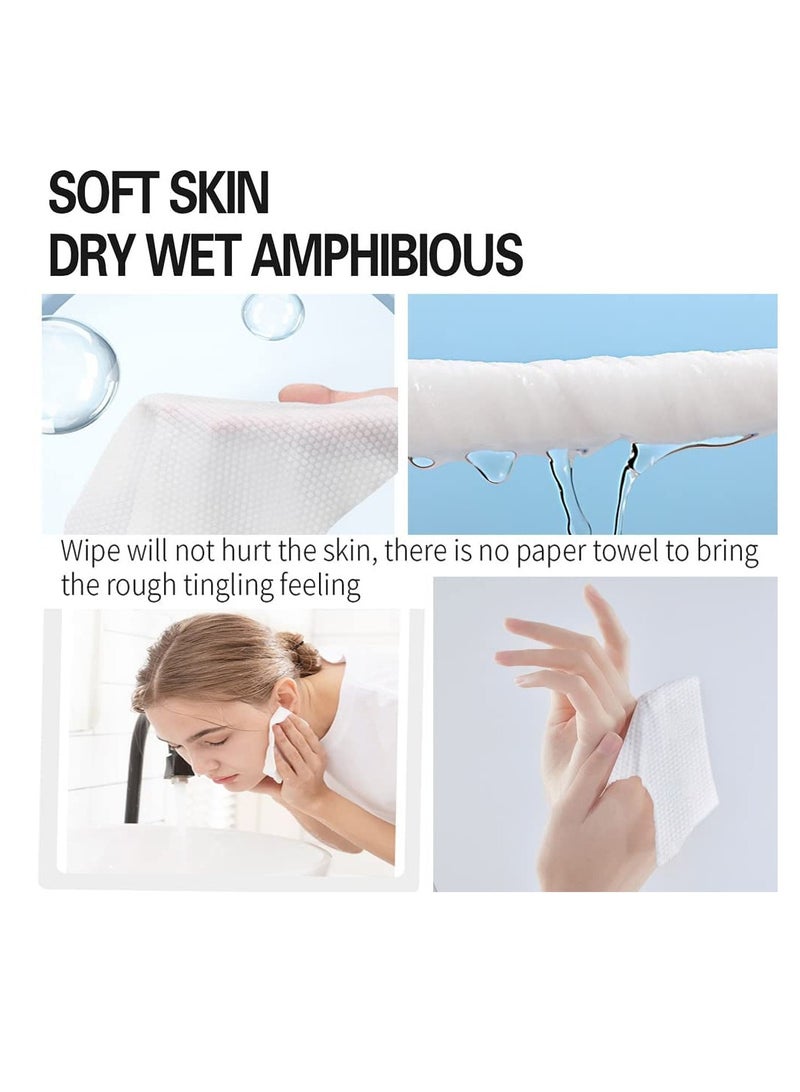 SOLARAE Cotton Facial Dry Wipes 100 Count, Deeply Cleansing Disposable Face Towel Cotton Tissue Multi-Purpose for Skin Care, Facial Tissue for Cleansing, Skincare and Makeup Remover, Make-up Wipes, Face Wipes - Image 2