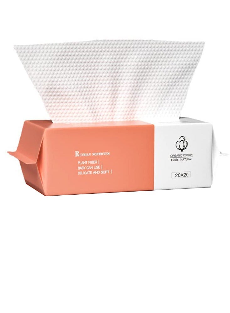 SOLARAE Cotton Facial Dry Wipes 100 Count, Deeply Cleansing Disposable Face Towel Cotton Tissue Multi-Purpose for Skin Care, Facial Tissue for Cleansing, Skincare and Makeup Remover, Make-up Wipes, Face Wipes - Image 1
