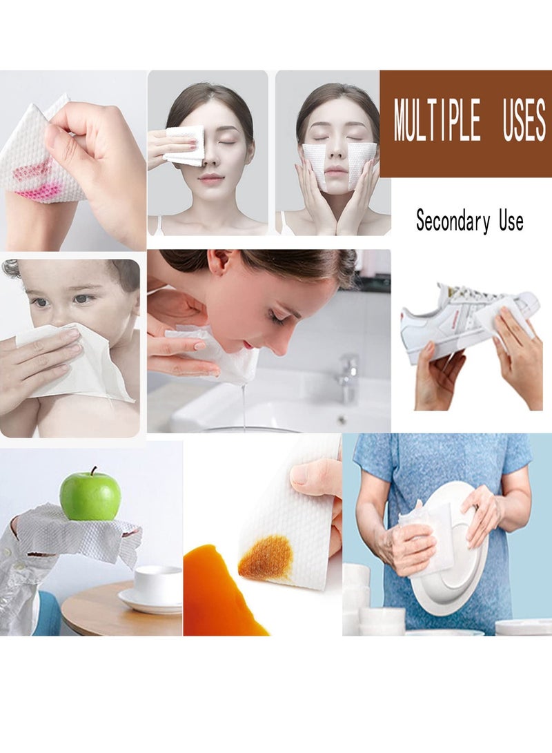 SOLARAE Cotton Facial Dry Wipes 100 Count, Deeply Cleansing Disposable Face Towel Cotton Tissue Multi-Purpose for Skin Care, Facial Tissue for Cleansing, Skincare and Makeup Remover, Make-up Wipes, Face Wipes - Image 3