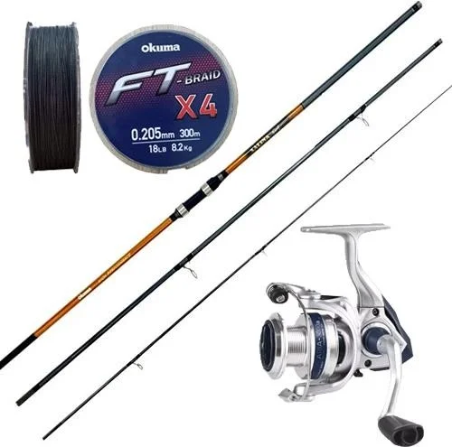 أوكوما Yekoutdoor Salina Surf Rod Set Salina Surf 14' 420 cm 3 Piece Surf Rod & ARIA-8000A Painting Silver 1bb Fishing Reel
