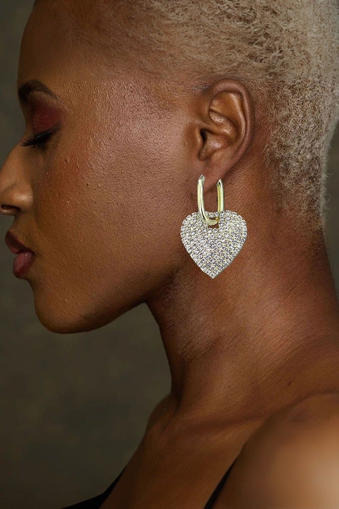 Shiny Dangle Earrings Exquisite Design Fashion Vintage Design Jewelry Birthday Party Gift for Women & Girls 3*2.5 cm (Heart Shape) - Image 2