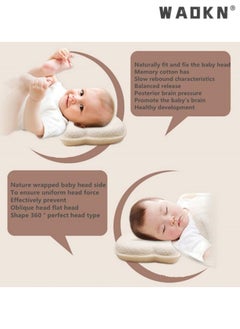 WAOKN Baby Pillow - Preventing Flat Head Syndrome (Plagiocephaly) for Your Newborn Baby，Made of Memory Foam Head- Shaping Pillow and Neck Support (0-12 Months) (Yellow)  - Image 3
