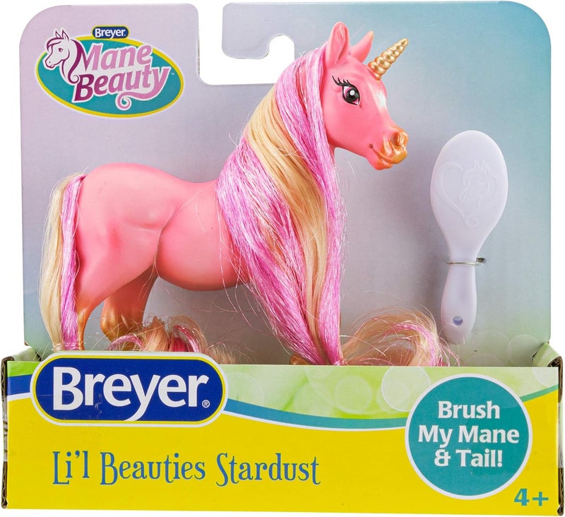 Breyer Horses Mane Beauty Lil Beauties  Stardust  Unicorn  Brushable Pink and Gold Mane and Tail  425 L x 325 H  Model 7414 - Image 5