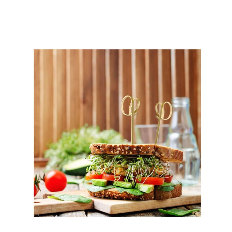 SOLARAE 100 PCS Cocktail Stick Bamboo Fruit Sticks Wooden Toothpicks, (12cm) for Party Tapas Nibbles Canapes Appetiser Fruit Skewer BBQ Sandwich Bento Accessory Pick Food (Blue) - Image 2