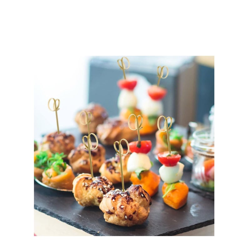 SOLARAE 100 PCS Cocktail Stick Bamboo Fruit Sticks Wooden Toothpicks, (12cm) for Party Tapas Nibbles Canapes Appetiser Fruit Skewer BBQ Sandwich Bento Accessory Pick Food (Blue) - Image 4