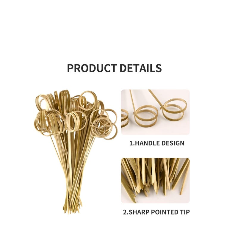 SOLARAE 100 PCS Cocktail Stick Bamboo Fruit Sticks Wooden Toothpicks, (12cm) for Party Tapas Nibbles Canapes Appetiser Fruit Skewer BBQ Sandwich Bento Accessory Pick Food (Blue) - Image 3